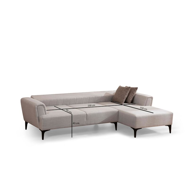 Casa si Gradina - Mobilier - Canapele si coltare - Coltare - Coltar extensibil, Hanah Home, lemn fag si pal, ecru, 270x140x95 cm - Infinity.ro
