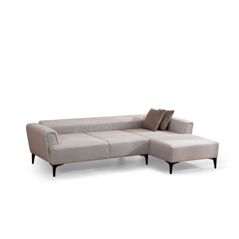 Casa si Gradina - Mobilier - Canapele si coltare - Coltare - Coltar extensibil, Hanah Home, lemn fag si pal, ecru, 270x140x95 cm - Infinity.ro