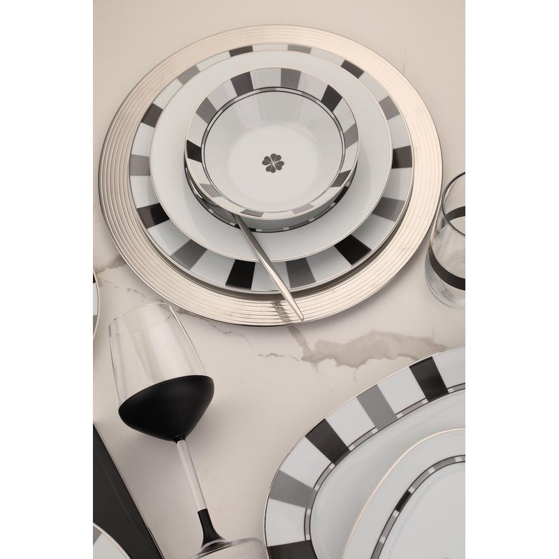 Casa si Gradina - Bucatarie si vesela - Vesela si tacamuri - Servicii de masa - Serviciu de masa 27 piese, Hermia, multicolor, portelan, compatibil cu microunde si masina de spalat vase - Infinity.ro