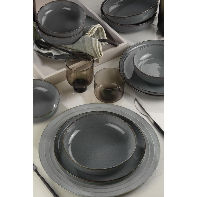 Casa si Gradina - Bucatarie si vesela - Vesela si tacamuri - Servicii de masa - Set de masa, Hermia, portelan, gri, 12 piese - Infinity.ro