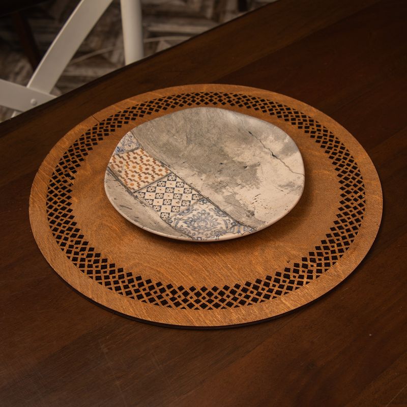 Casa si Gradina - Bucatarie si vesela - Organizare si depozitare bucatarie - Suporturi tacamuri si vase - Set covorase masa, Hermia, lemn, nuc, 36x36 cm, 6 piese - Infinity.ro