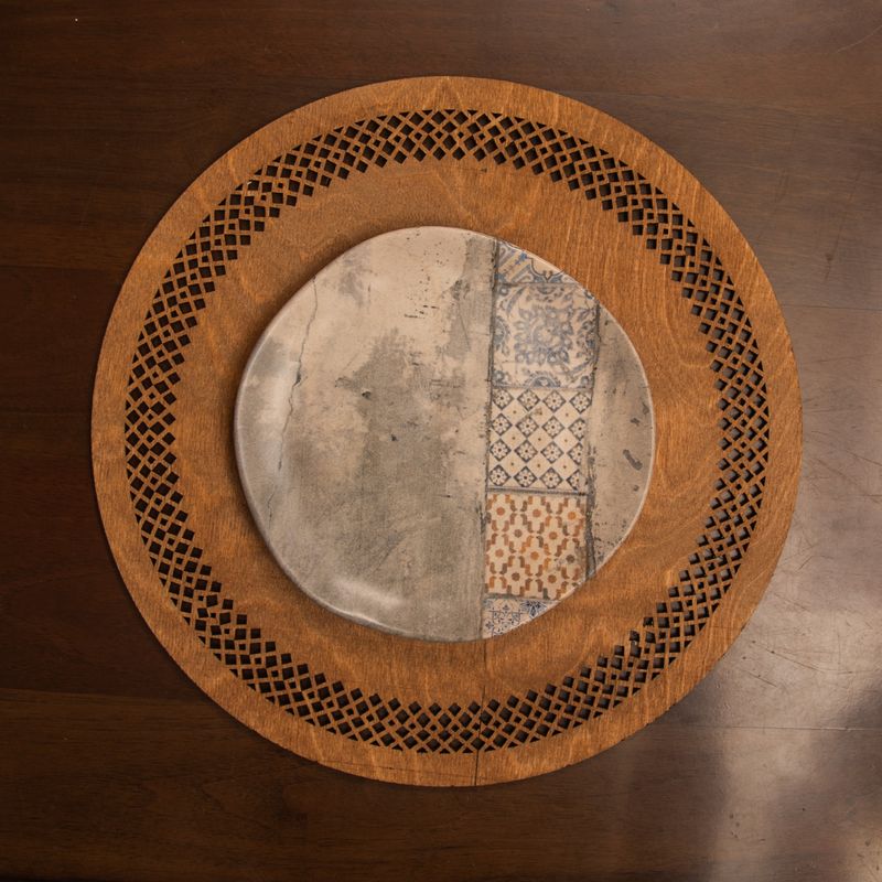 Casa si Gradina - Bucatarie si vesela - Organizare si depozitare bucatarie - Suporturi tacamuri si vase - Set covorase masa, Hermia, lemn, nuc, 36x36 cm, 6 piese - Infinity.ro