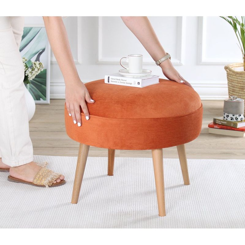 Casa si Gradina - Mobilier - Scaune si fotolii - Tabureti - Taburet, Atelier Del Sofa, lemn de fag, portocaliu, 52x44 cm - Infinity.ro