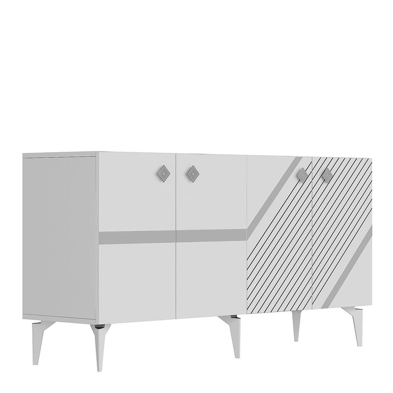 Casa si Gradina - Mobilier - Comode si corpuri - Console - Consola, Hanah Home, pal melaminat, alb si argintiu, 150x40x79 cm, 475OLV2758 - Infinity.ro