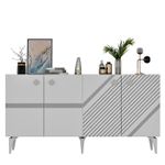 Casa si Gradina - Mobilier - Comode si corpuri - Console - Consola, Hanah Home, pal melaminat, alb si argintiu, 150x40x79 cm, 475OLV2758 - Infinity.ro