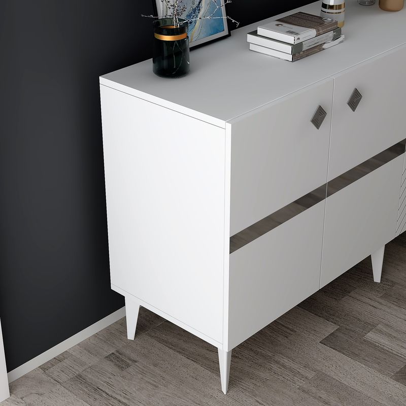 Casa si Gradina - Mobilier - Comode si corpuri - Console - Consola, Hanah Home, pal melaminat, alb si argintiu, 150x40x79 cm, 475OLV2758 - Infinity.ro