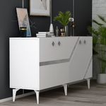 Casa si Gradina - Mobilier - Comode si corpuri - Console - Consola, Hanah Home, pal melaminat, alb si argintiu, 150x40x79 cm, 475OLV2758 - Infinity.ro