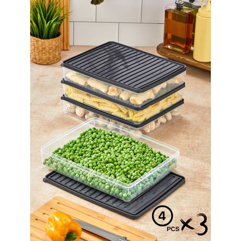 Casa si Gradina - Bucatarie si vesela - Organizare si depozitare bucatarie - Cutii alimentare - Set cutii de depozitare, Hermia, plastic, antracit, 27,5x5x22,5 cm, 12 piese - Infinity.ro