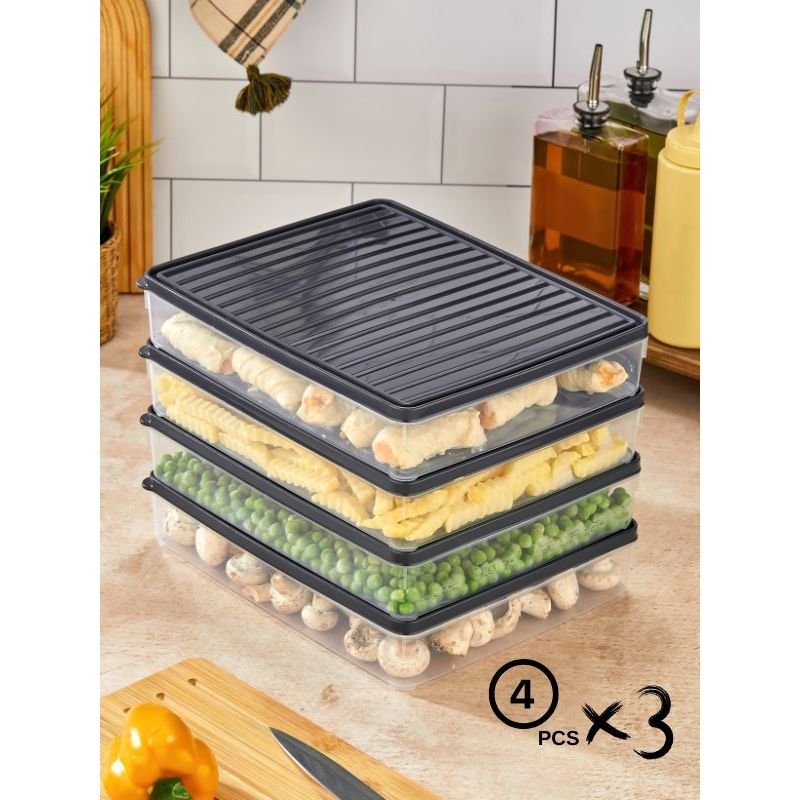 Casa si Gradina - Bucatarie si vesela - Organizare si depozitare bucatarie - Cutii alimentare - Set cutii de depozitare, Hermia, plastic, antracit, 27,5x5x22,5 cm, 12 piese - Infinity.ro
