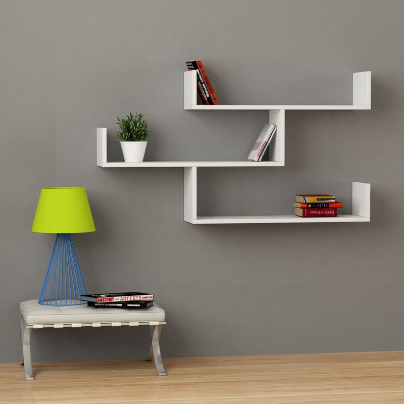 Casa si Gradina - Mobilier - Biblioteci si rafturi - Rafturi - Raft de perete, Hanah Home, pal melaminat, alb, 119x66,5x23 cm - Infinity.ro
