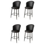 Casa si Gradina - Mobilier - Scaune si fotolii - Scaune - Scaune de bar, Hanah Home, metal, piele ecologica, negru, 46x40x107 cm, set 4 bucati - Infinity.ro