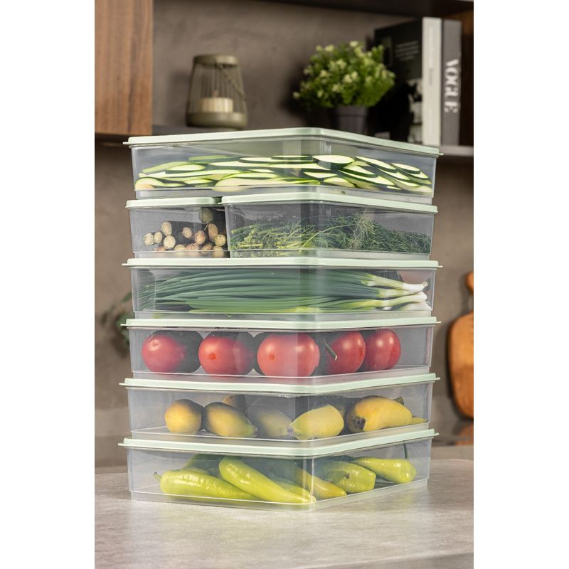Casa si Gradina - Bucatarie si vesela - Organizare si depozitare bucatarie - Cutii alimentare - Set cutii de depozitare, Hermia, plastic, menta, 2x 11x30x7 cm, 5x 23x29.5x6.5 cm - Infinity.ro