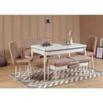 Casa si Gradina - Mobilier - Scaune si fotolii - Scaune - Scaun, Hanah Home, catifea, alb si piatra, 46x46x85 cm - Infinity.ro