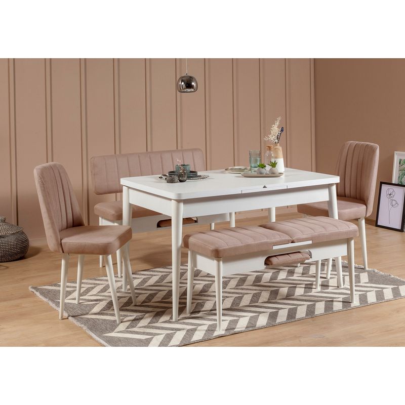 Casa si Gradina - Mobilier - Scaune si fotolii - Scaune - Scaun, Hanah Home, catifea, alb si piatra, 46x46x85 cm - Infinity.ro