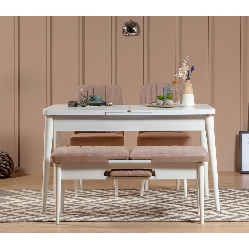 Casa si Gradina - Mobilier - Scaune si fotolii - Scaune - Scaun, Hanah Home, catifea, alb si piatra, 46x46x85 cm - Infinity.ro