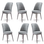 Casa si Gradina - Mobilier - Scaune si fotolii - Scaune - Set scaune, Hanah Home, metal, gri maro, 45x42x89 cm, 6 piese - Infinity.ro