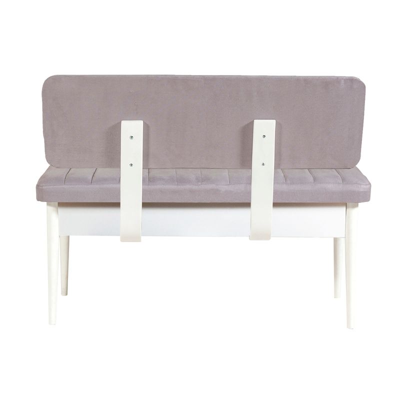 Casa si Gradina - Mobilier - Organizare si depozitare - Bancute - Banca cu spatiu de depozitare, Hanah Home, pal melaminat si catifea, alb soho, 110x40x85 cm - Infinity.ro
