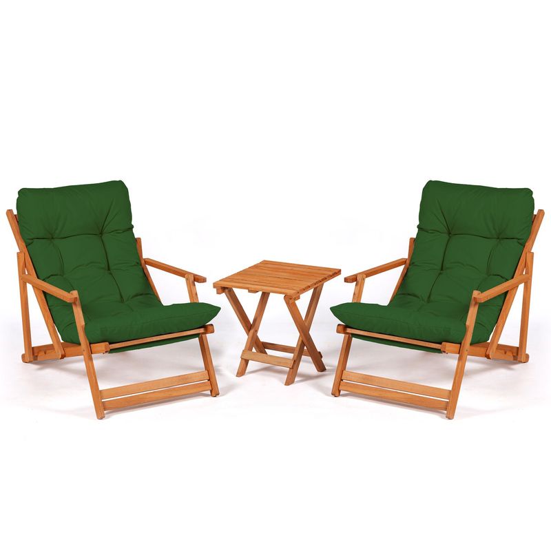 Casa si Gradina - Gradina si terasa - Mobilier exterior - Seturi mobila gradina - Set masa si scaune gradina, Hanah Home, lemn fag, verde natural, 3 piese - Infinity.ro