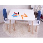 Casa si Gradina - Mobilier - Seturi de mobilier - Seturi mese si scaune - Set masa si scaune copii, Hanah Home, mdf, albastru si alb, masa 50x45x60 cm, scaun 30x25x30 cm, 517BMB1115 - Infinity.ro