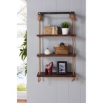 Casa si Gradina - Mobilier - Biblioteci si rafturi - Rafturi - Raft de perete, Hanah Home, lemn molid si metal, nuc si negru, 60x13x120 cm - Infinity.ro
