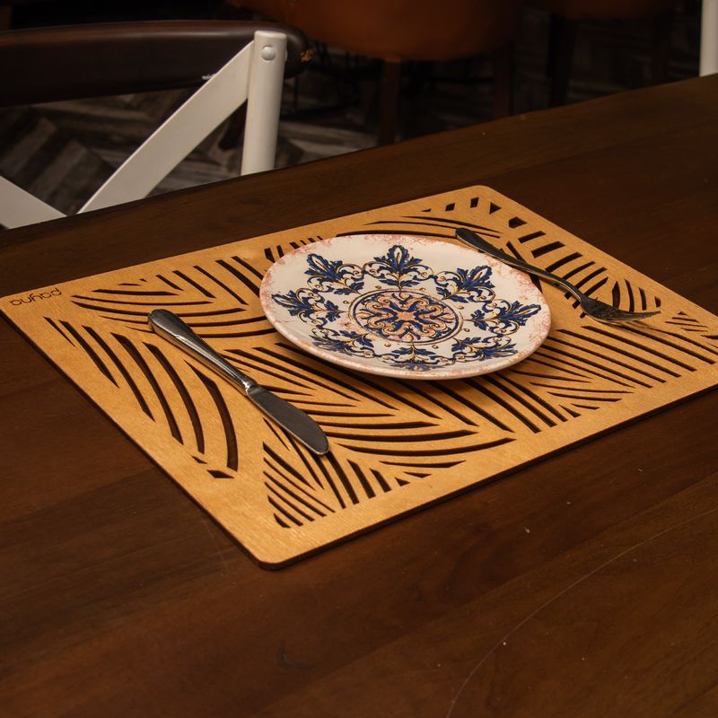 Casa si Gradina - Bucatarie si vesela - Organizare si depozitare bucatarie - Suporturi tacamuri si vase - Set de covorase de masa, Hermia, lemn, miere, 33x45 cm, 6 bucati - Infinity.ro