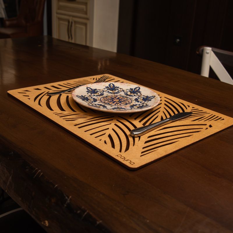 Casa si Gradina - Bucatarie si vesela - Organizare si depozitare bucatarie - Suporturi tacamuri si vase - Set de covorase de masa, Hermia, lemn, miere, 33x45 cm, 6 bucati - Infinity.ro