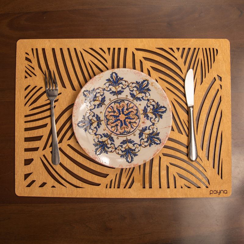 Casa si Gradina - Bucatarie si vesela - Organizare si depozitare bucatarie - Suporturi tacamuri si vase - Set de covorase de masa, Hermia, lemn, miere, 33x45 cm, 6 bucati - Infinity.ro