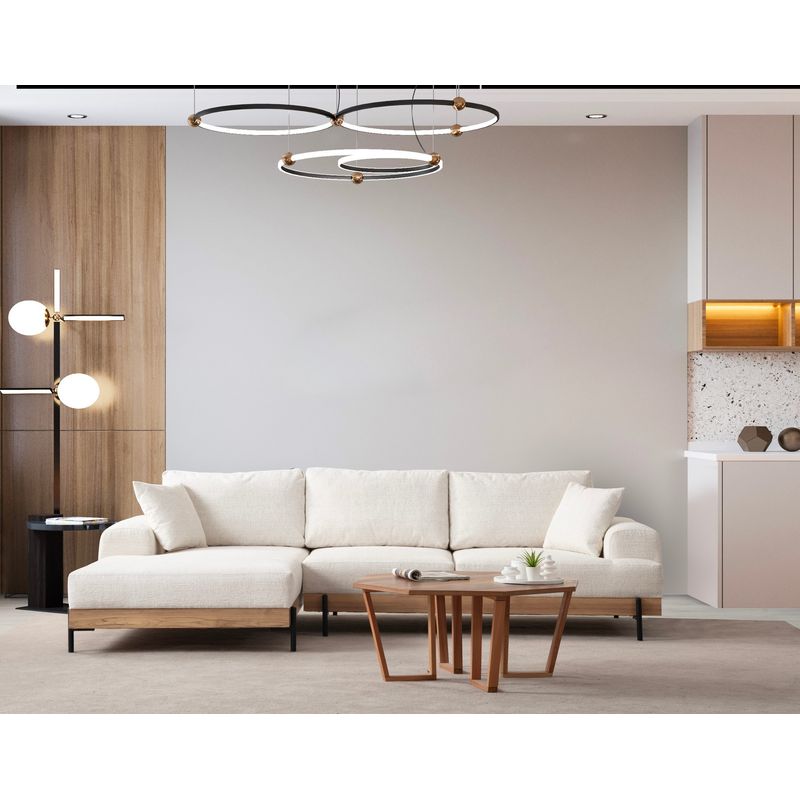 Casa si Gradina - Mobilier - Canapele si coltare - Coltare - Coltar, Hanah Home, lemn fag si pal, alb, 170x280x98 cm, 560ARE2127 - Infinity.ro