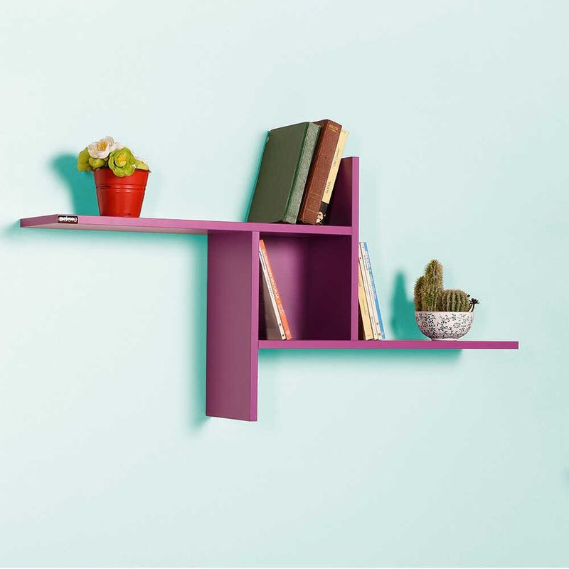 Casa si Gradina - Mobilier - Biblioteci si rafturi - Rafturi - Raft de perete, Hanah Home, pal melaminat, mov, 100x50x18 cm - Infinity.ro