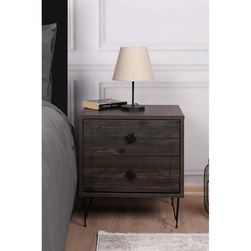 Casa si Gradina - Mobilier - Comode si corpuri - Noptiere - Noptiera, Hanah Home, pal melaminat, maro inchis, 50x40x55 cm, 854KLN3312 - Infinity.ro