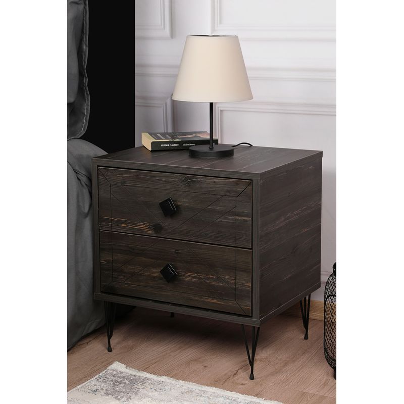 Casa si Gradina - Mobilier - Comode si corpuri - Noptiere - Noptiera, Hanah Home, pal melaminat, maro inchis, 50x40x55 cm, 854KLN3312 - Infinity.ro