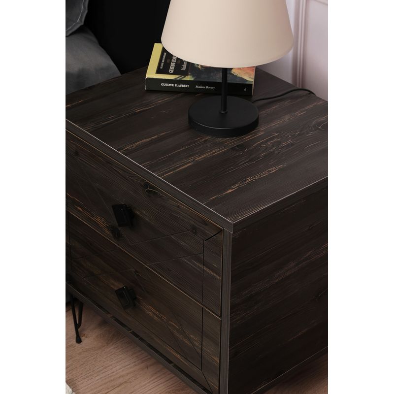 Casa si Gradina - Mobilier - Comode si corpuri - Noptiere - Noptiera, Hanah Home, pal melaminat, maro inchis, 50x40x55 cm, 854KLN3312 - Infinity.ro