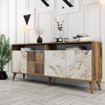 Casa si Gradina - Mobilier - Comode si corpuri - Console - Consola, Hanah Home, pal melaminat, nuc si alb, 180x35x78.6 cm - Infinity.ro