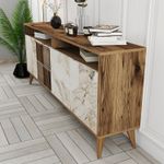 Casa si Gradina - Mobilier - Comode si corpuri - Console - Consola, Hanah Home, pal melaminat, nuc si alb, 180x35x78.6 cm - Infinity.ro