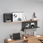 Casa si Gradina - Mobilier - Biblioteci si rafturi - Rafturi - Raft de perete, Hanah Home, panou aglomerat melaminat, pin atlantic antracit alb, 180x80.4x19.6 cm - Infinity.ro