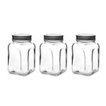 Casa si Gradina - Bucatarie si vesela - Organizare si depozitare bucatarie - Borcane si capace - Set borcane, Hermia, sticla, argintiu, 8.5x8.5x14 cm, 660 ml, 3 piese - Infinity.ro