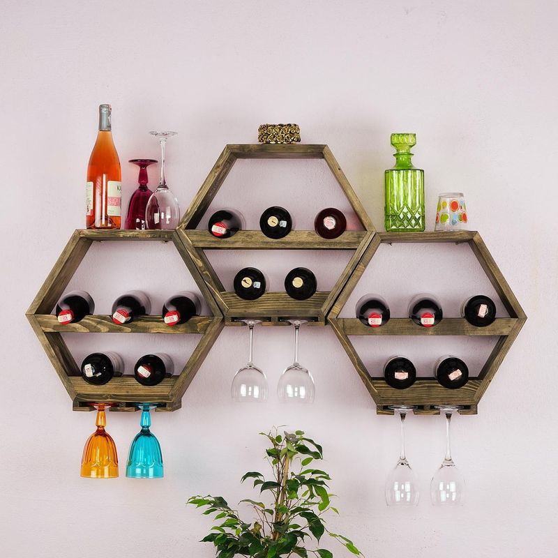 Casa si Gradina - Bucatarie si vesela - Accesorii bar - Suporturi bauturi - Raft de bucatarie, Hanah Home, lemn de molid, stejar inchis, 42x46x20 cm - Infinity.ro
