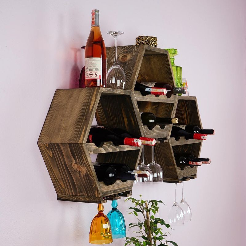 Casa si Gradina - Bucatarie si vesela - Accesorii bar - Suporturi bauturi - Raft de bucatarie, Hanah Home, lemn de molid, stejar inchis, 42x46x20 cm - Infinity.ro