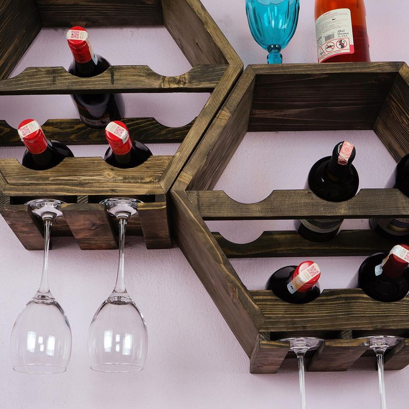Casa si Gradina - Bucatarie si vesela - Accesorii bar - Suporturi bauturi - Raft de bucatarie, Hanah Home, lemn de molid, stejar inchis, 42x46x20 cm - Infinity.ro