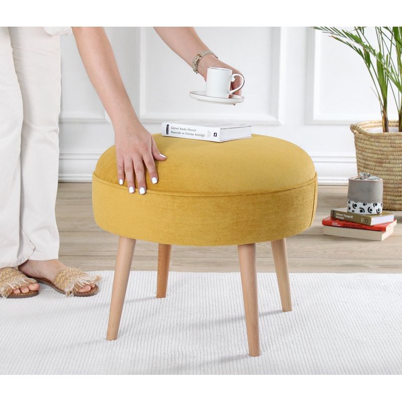 Casa si Gradina - Mobilier - Scaune si fotolii - Tabureti - Taburet, Atelier Del Sofa, lemn de fag, galben, 52x44 cm, bumbac - Infinity.ro