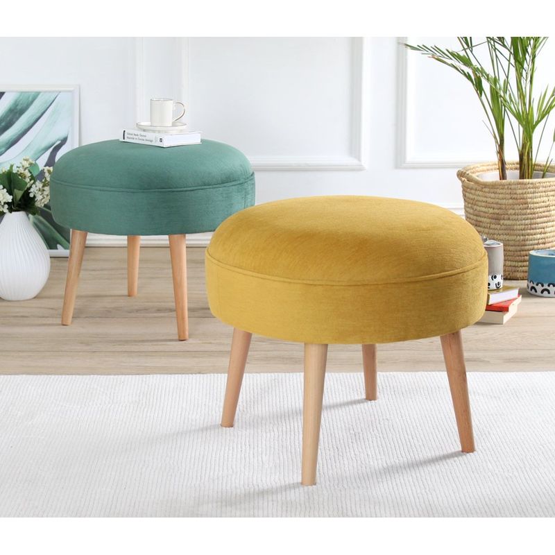 Casa si Gradina - Mobilier - Scaune si fotolii - Tabureti - Taburet, Atelier Del Sofa, lemn de fag, galben, 52x44 cm, bumbac - Infinity.ro