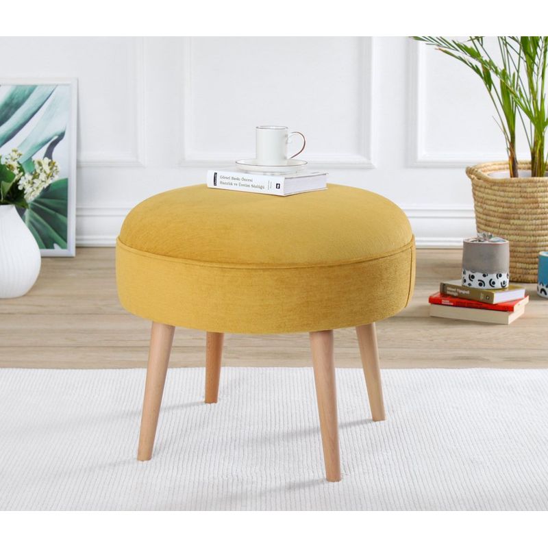 Casa si Gradina - Mobilier - Scaune si fotolii - Tabureti - Taburet, Atelier Del Sofa, lemn de fag, galben, 52x44 cm, bumbac - Infinity.ro