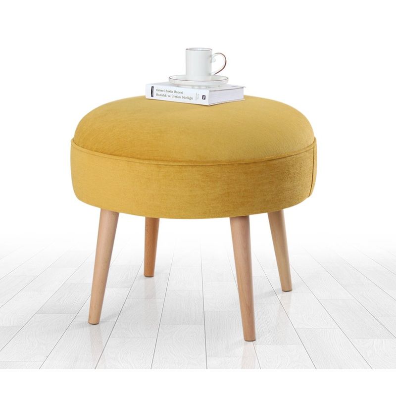 Casa si Gradina - Mobilier - Scaune si fotolii - Tabureti - Taburet, Atelier Del Sofa, lemn de fag, galben, 52x44 cm, bumbac - Infinity.ro