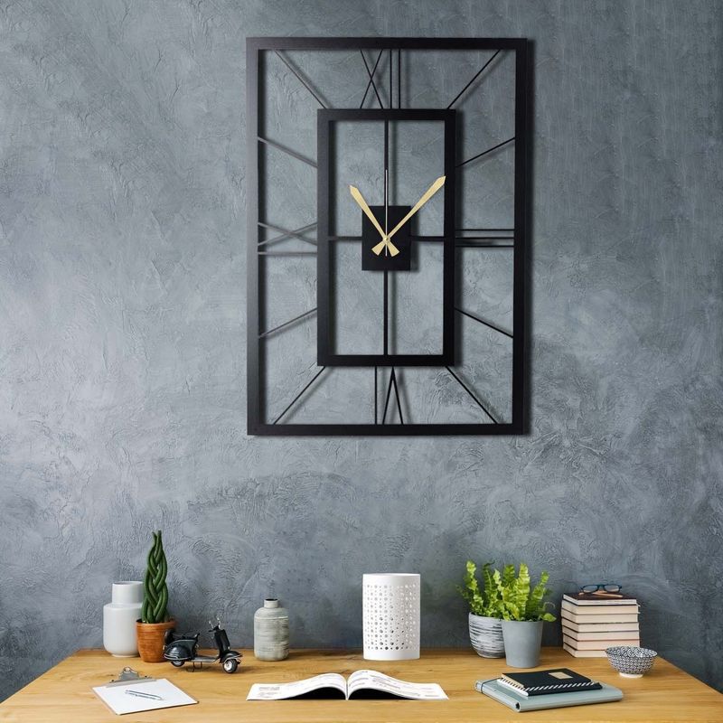 Casa si Gradina - Decoratiuni - Ceasuri - Ceas de perete decorativ, Wallxpert, metal, negru, 70x49 cm - Infinity.ro