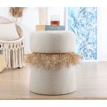 Casa si Gradina - Mobilier - Scaune si fotolii - Tabureti - Taburet, Atelier Del Sofa, bumbac si catifea, crem, diametru 39 cm, inaltime 50 cm - Infinity.ro