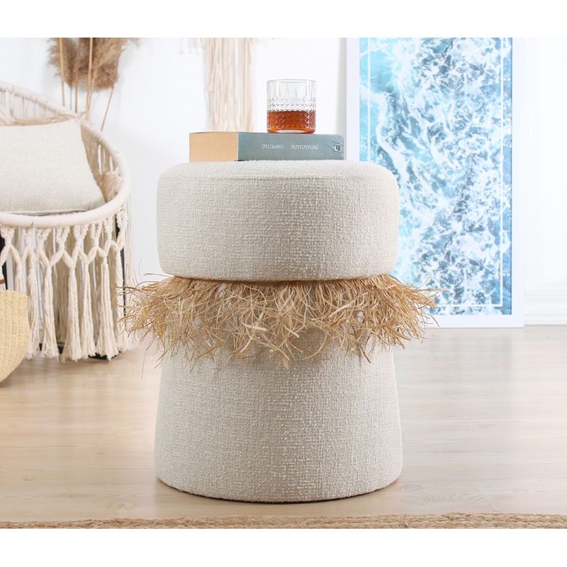 Casa si Gradina - Mobilier - Scaune si fotolii - Tabureti - Taburet, Atelier Del Sofa, bumbac si catifea, crem, diametru 39 cm, inaltime 50 cm - Infinity.ro