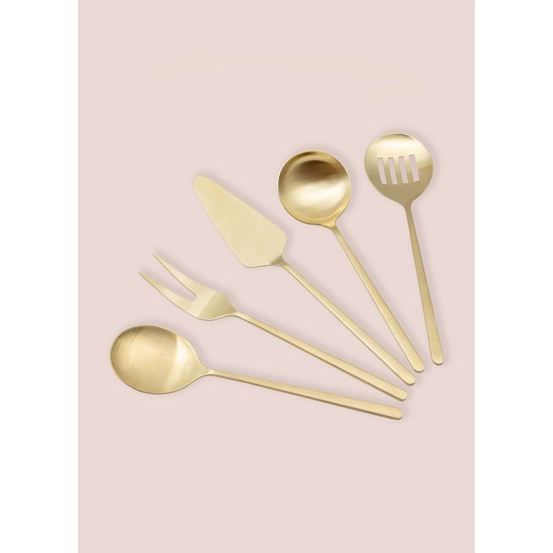 Casa si Gradina - Bucatarie si vesela - Ustensile bucatarie - Seturi ustensile de bucatarie - Set de servire 5 piese, Hermia, otel inoxidabil, auriu - Infinity.ro