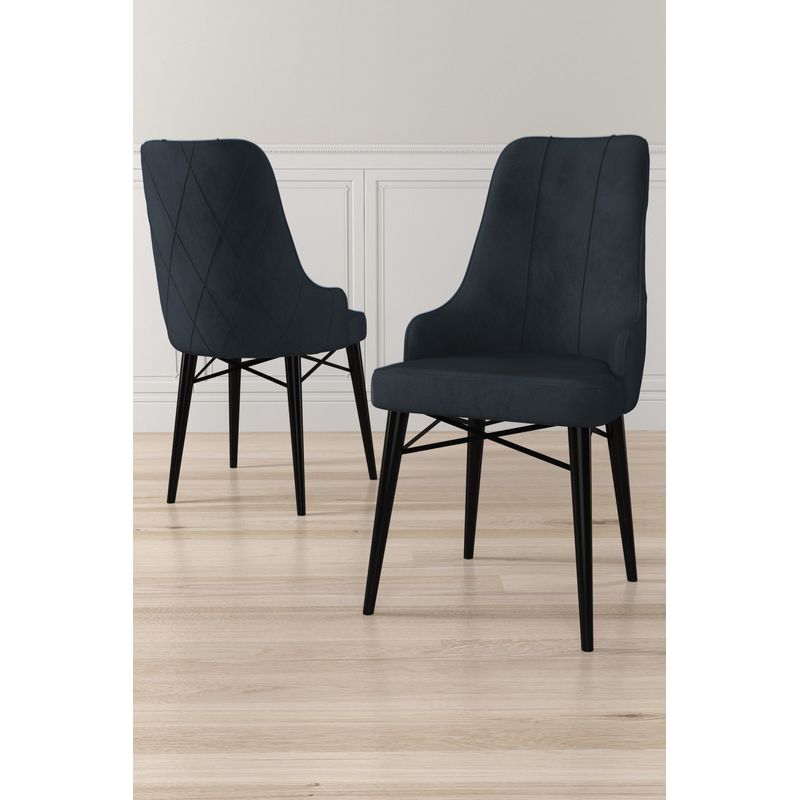 Casa si Gradina - Mobilier - Scaune si fotolii - Scaune - Set scaune, Hanah Home, metal, antracit si negru, 46x42x95 cm, 6 piese - Infinity.ro