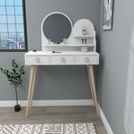 Casa si Gradina - Mobilier - Comode si corpuri - Masute de toaleta - Masa de machiaj, Hanah Home, panou de particule melaminat, alb, 74x35x130.8 cm - Infinity.ro