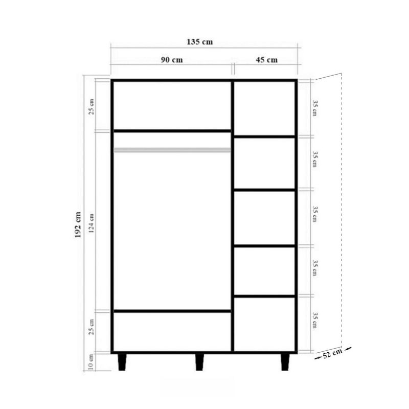 Casa si Gradina - Mobilier - Dulapuri si sifoniere - Sifoniere - Sifonier, Hanah Home, pal melaminat, sonomo, 135x52x192 cm - Infinity.ro